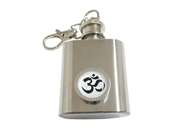 Bordered Spiritual Om Mystic Symbol 1 Oz. Stainless Steel Key Chain Flask