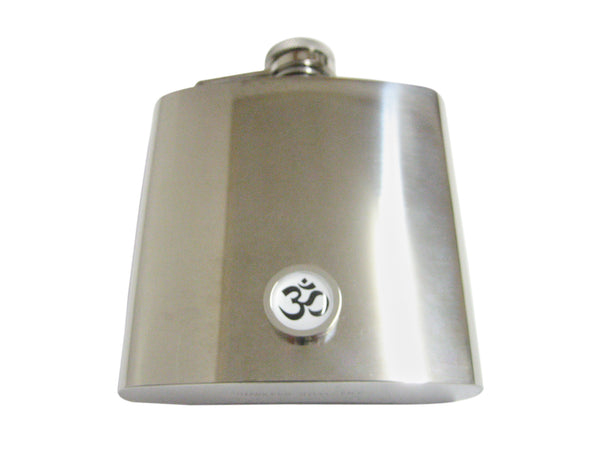 Bordered Spiritual Om Mystic Symbol 6 Oz. Stainless Steel Flask