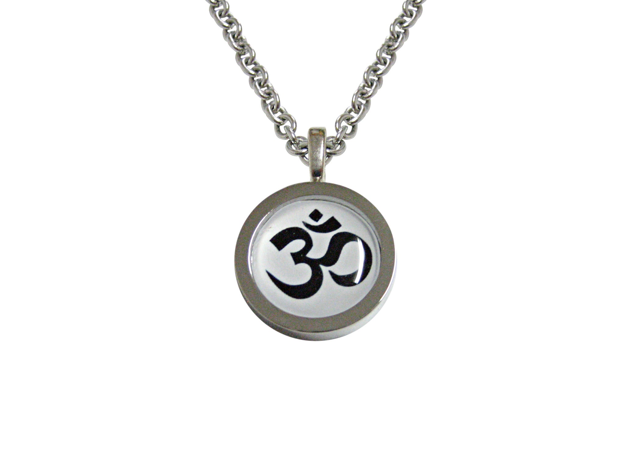 Bordered Spiritual Om Mystic Symbol Pendant Necklace