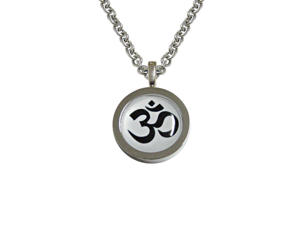 Bordered Spiritual Om Mystic Symbol Pendant Necklace