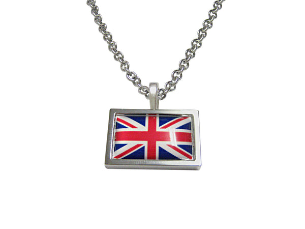 Bordered United Kingdom Union Jack Flag Pendant Necklace