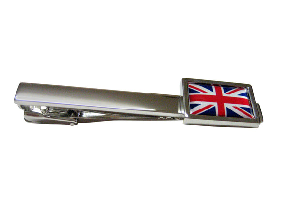 Bordered United Kingdom Union Jack Flag Square Tie Clip