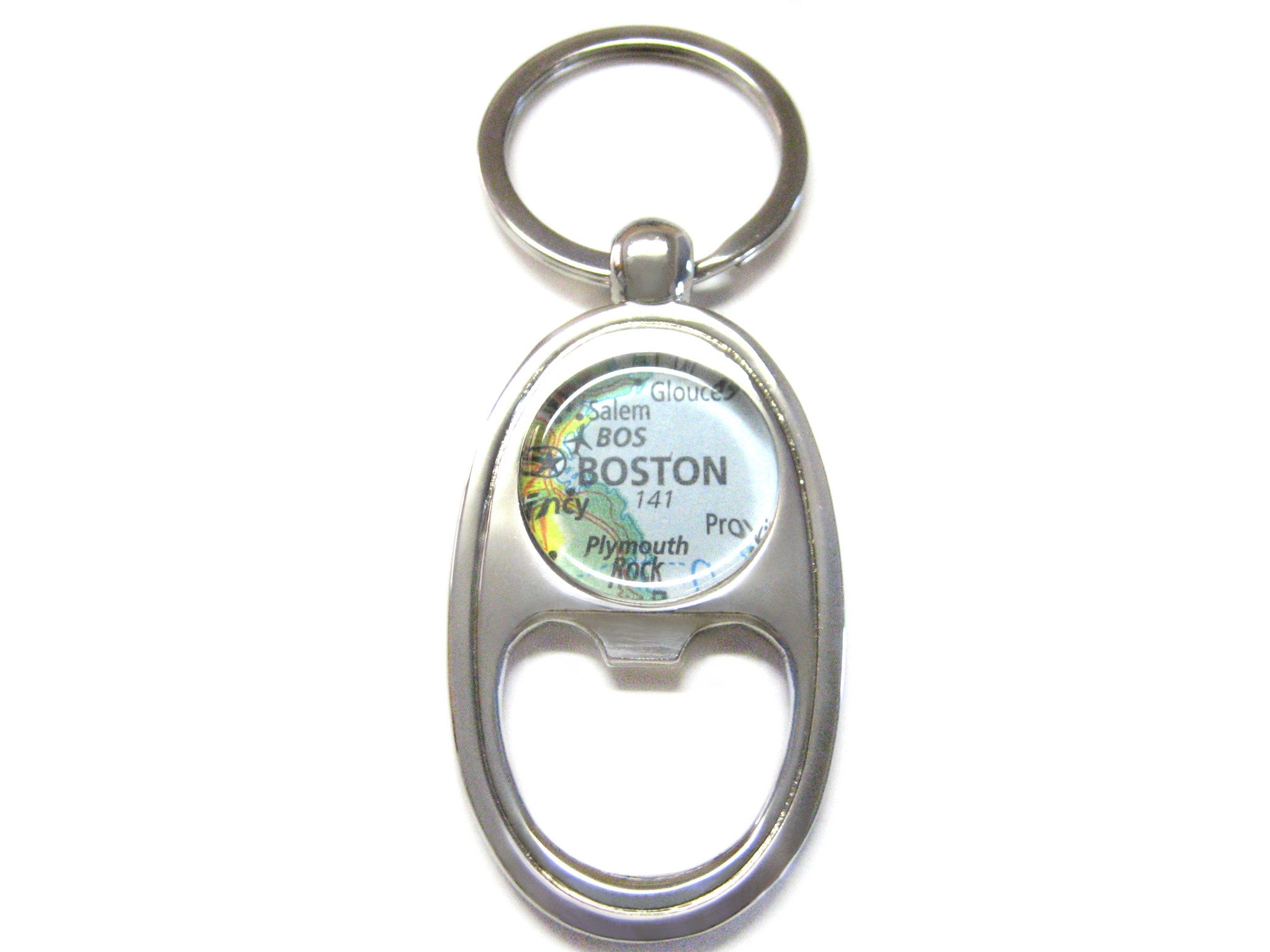 Boston Massachusetts Map Bottle Opener Key Chain