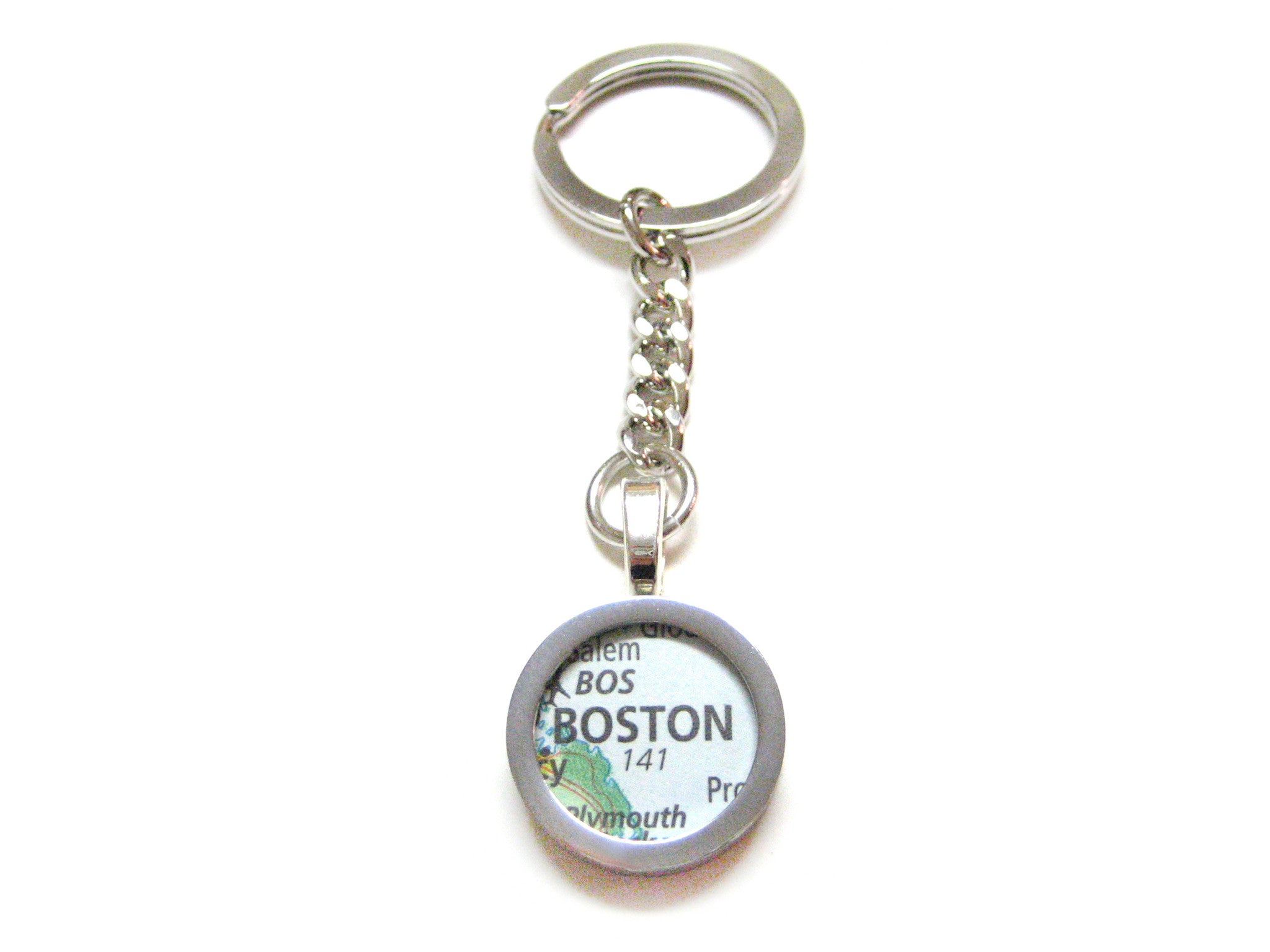 Boston Massachusetts Map Pendant Keychain