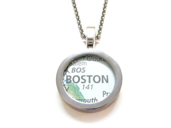 Boston Massachusetts Map Pendant Necklace