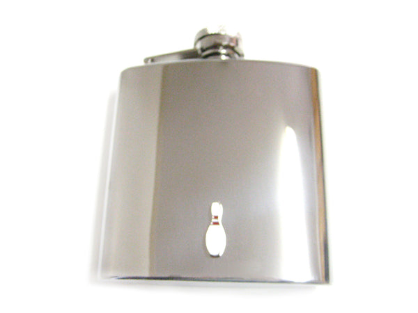 6 Oz. Stainless Steel Flask with Bowling Pin Pendant