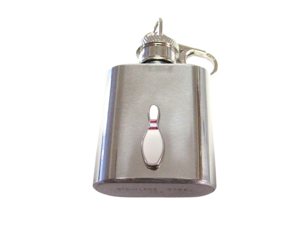 1 Oz. Stainless Steel Key Chain Flask with Bowling Pin Pendant