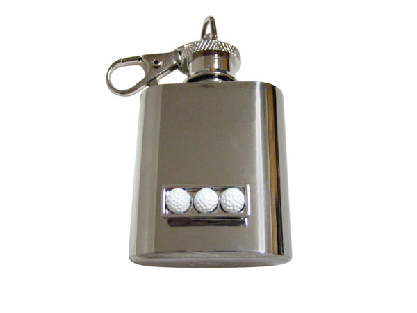 Box of Golf Balls Design 1 Oz. Stainless Steel Key Chain Flask