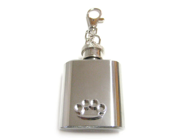 1 Oz. Stainless Steel Key Chain Flask with Brass Knuckle Pendant