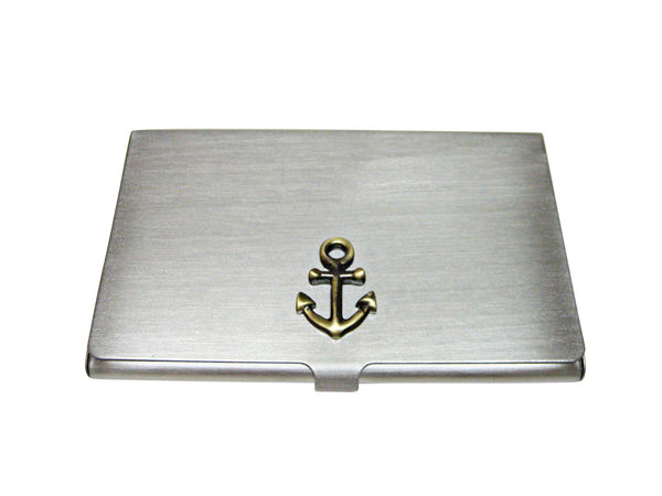 Brass Toned Nautical Anchor Business Card Holder
