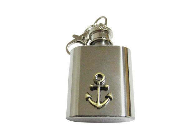 Brass Toned Nautical Anchor Keychain Flask