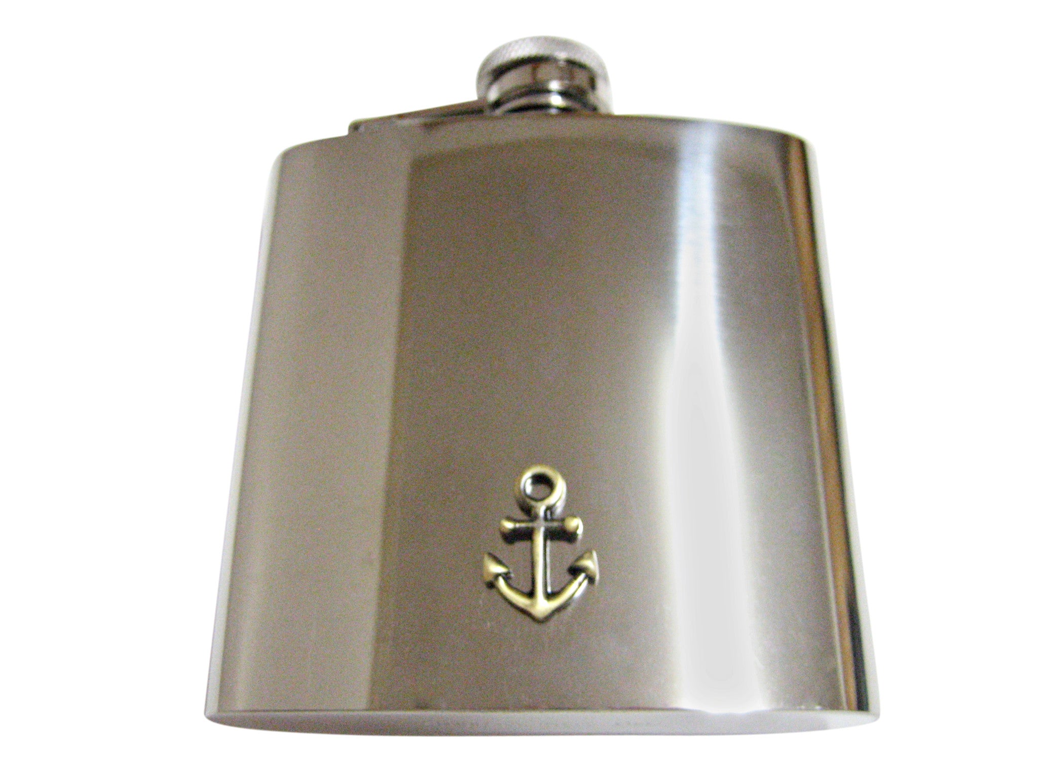 Brass Toned Nautical Anchor 6 Oz. Stainless Steel Flask