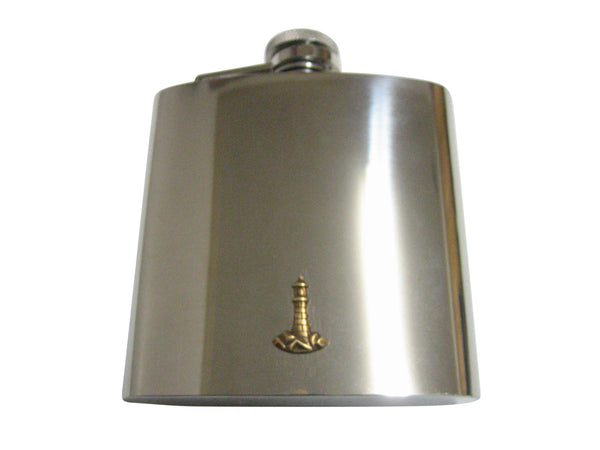 Brass Toned Nautical Light House Pendant 6 Oz. Stainless Steel Flask