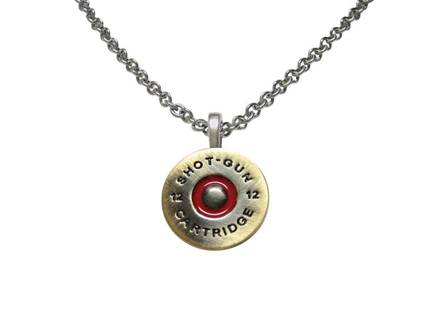 Brass Toned Shotgun Shell Pendant Necklace