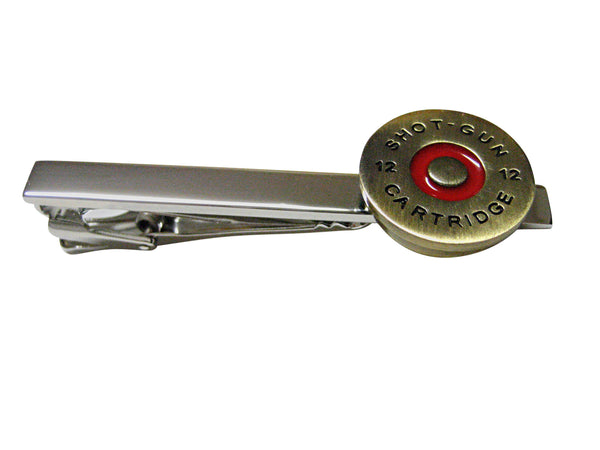 Brass and Silver Toned Shot Gun Shell Design Square Tie Clips