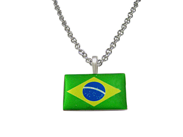 Brazil Flag Pendant Necklace