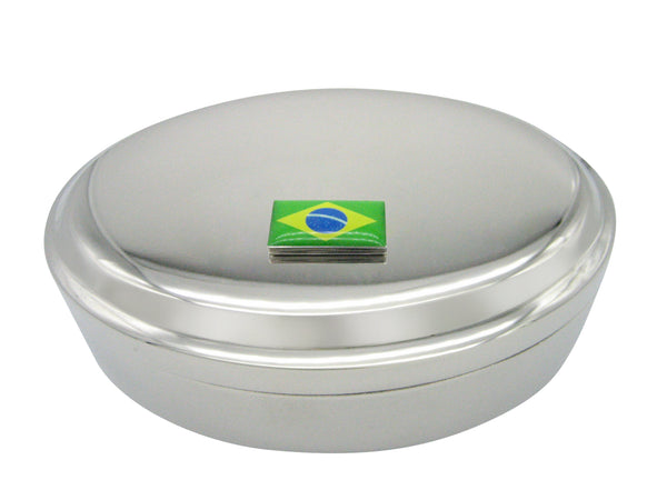 Brazil Flag Pendant Oval Trinket Jewelry Box