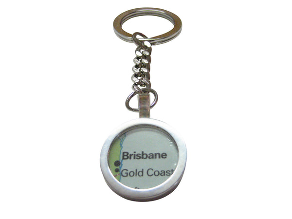 Brisbane Australia Map Pendant Key Chain