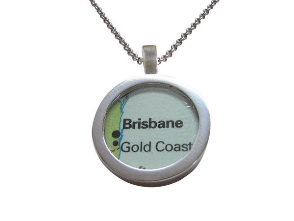 Brisbane Australia Map Pendant Necklace