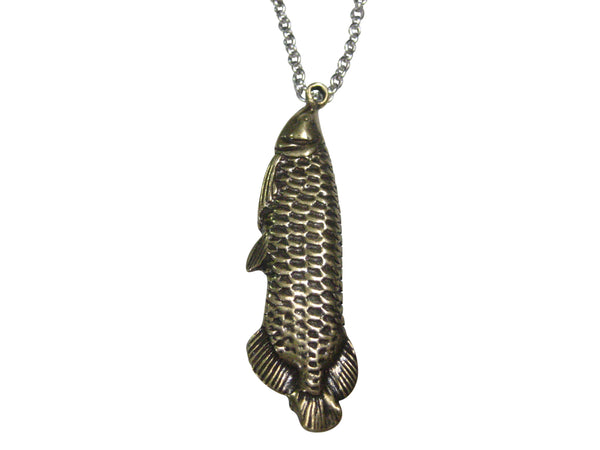 Bronze Toned Arowana Fish Pendant Necklace
