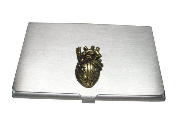 Bronze Toned Large Anatomical Heart Business Card Holder