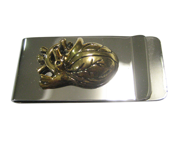 Bronze Toned Large Anatomical Heart Money Clip