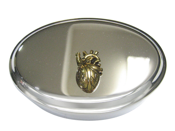 Bronze Toned Large Anatomical Heart Oval Trinket Jewelry Box