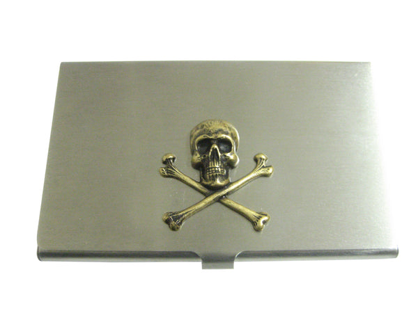Bronze Toned Large Skull Pendant Business Card Holder