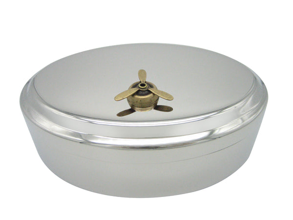 Bronze Toned Propeller Pendant Oval Trinket Jewelry Box