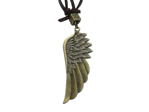 Bronze Toned Feather Pendant Necklace