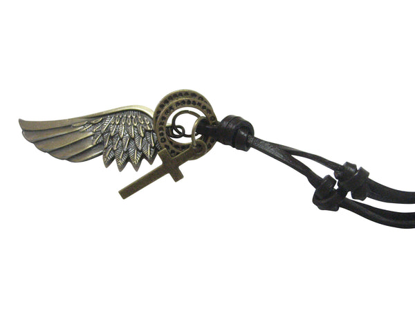 Bronze Toned Wing and Cross Necklace