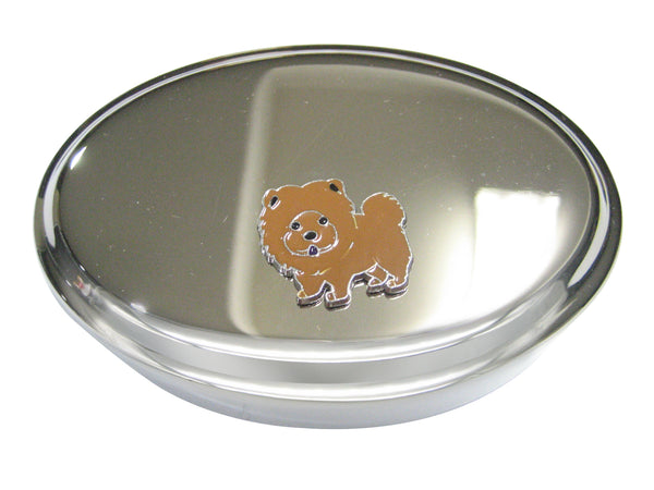 Brown Toned Chow Chow Dog Oval Trinket Jewelry Box
