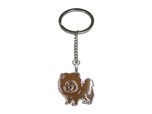 Brown Toned Chow Chow Dog Pendant Keychain
