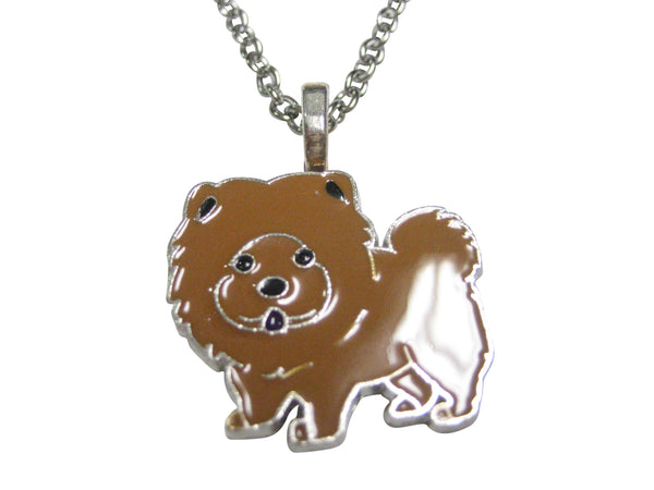 Brown Toned Chow Chow Dog Pendant Necklace