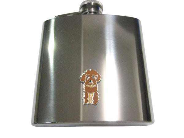 Brown Toned Poodle Dog 6oz Flask