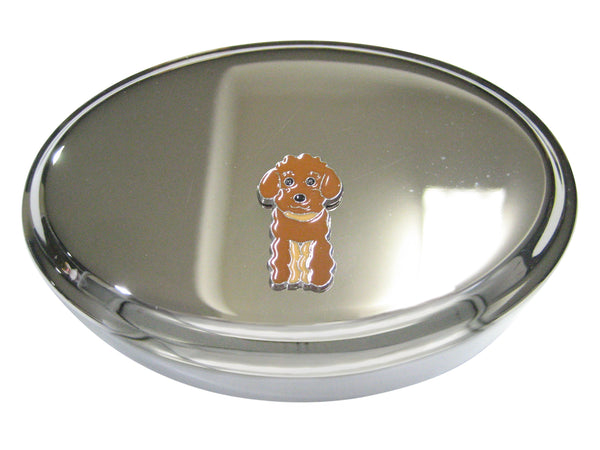 Brown Toned Poodle Dog Oval Trinket Jewelry Box