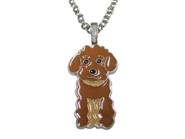 Brown Toned Poodle Dog Pendant Necklace