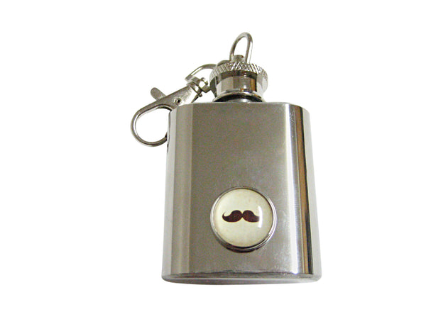Brown Hipster Mustache 1 Oz. Stainless Steel Key Chain Flask