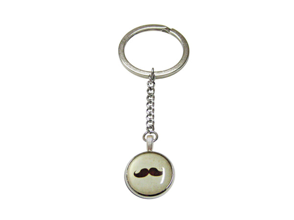 Brown Hipster Mustache Pendant Keychain