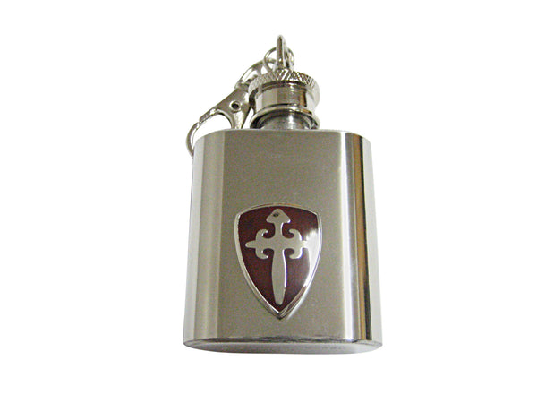 Brown Medieval Shield 1 Oz. Stainless Steel Key Chain Flask