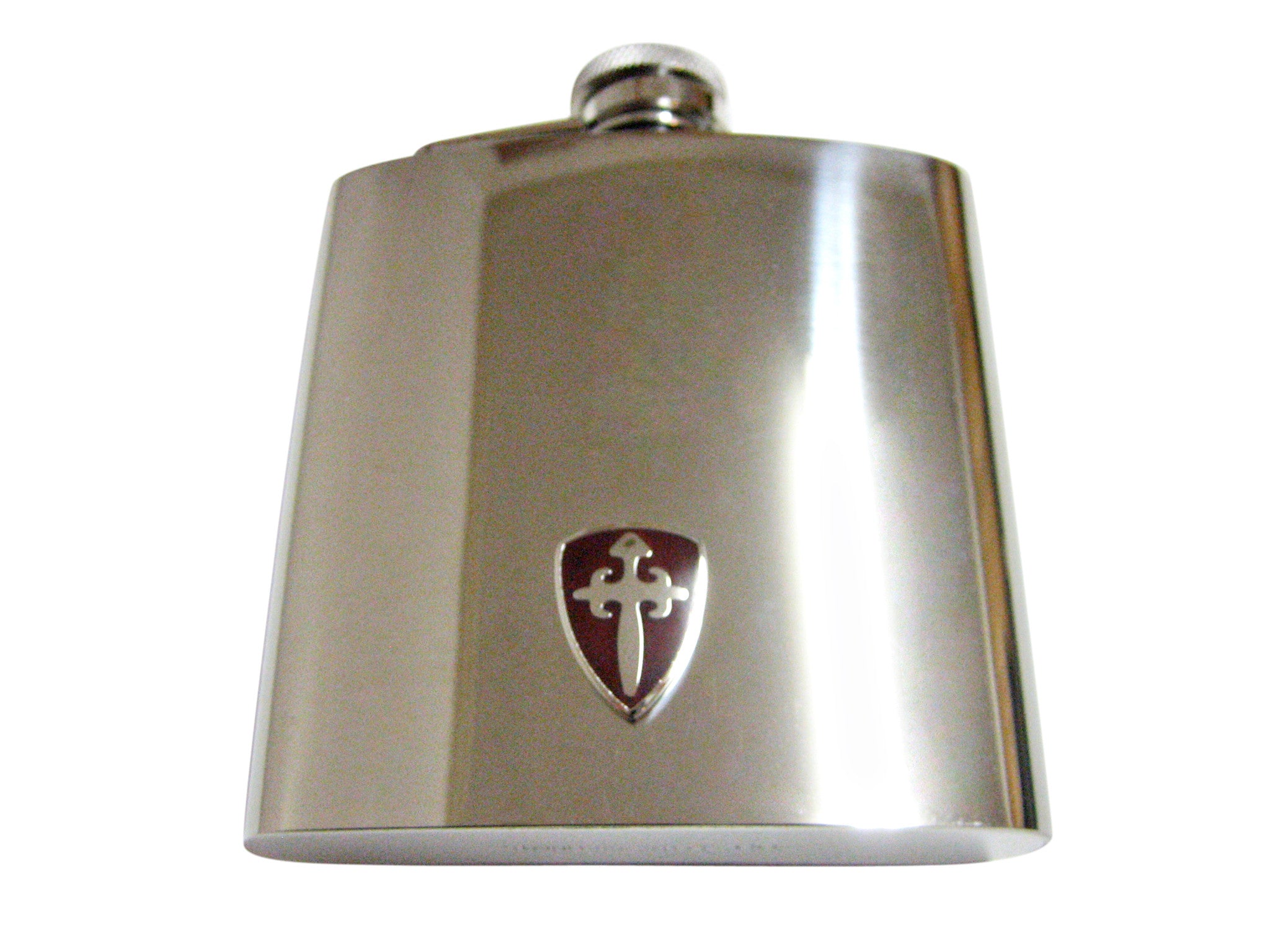 Brown Medieval Shield 6 Oz. Stainless Steel Flask