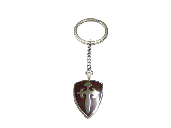 Brown Medieval Shield Pendant Keychain