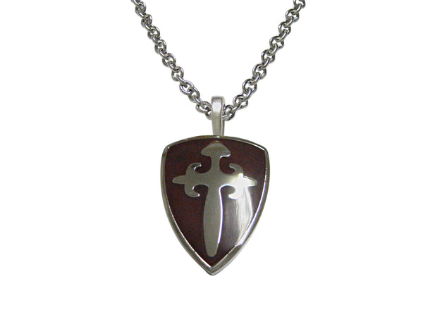 Brown Medieval Shield Pendant Necklace