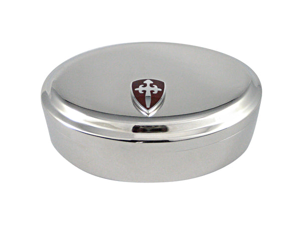 Brown Medieval Shield Pendant Oval Trinket Jewelry Box