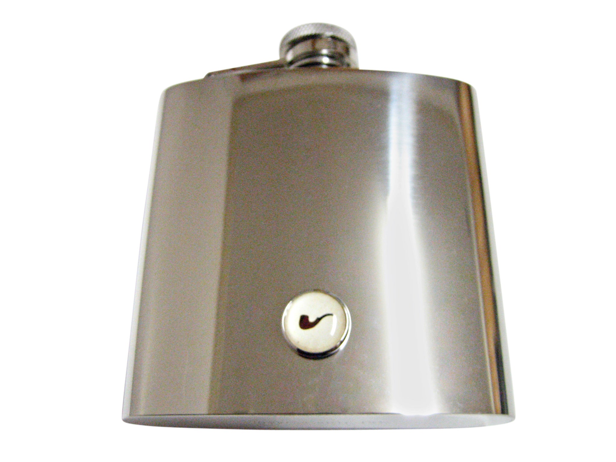 Brown Smoking Pipe Design 6 Oz. Stainless Steel Flask