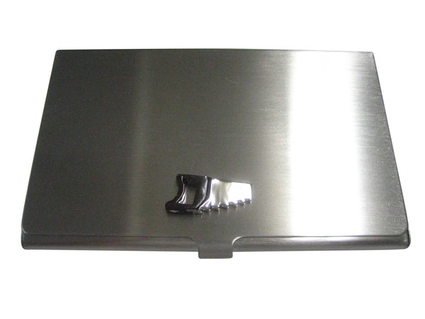 Brown and Silver Toned Saw Tool Business Card Holder
