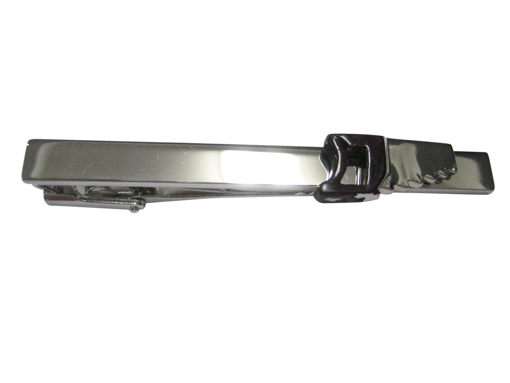 Brown and Silver Toned Saw Tool Tie Clip
