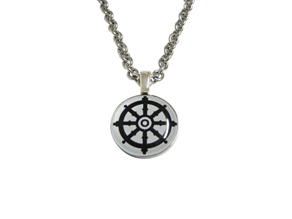 Buddhist Wheel of Dharma Design Pendant Necklace