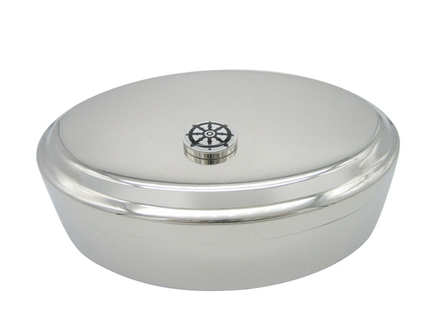 Buddhist Wheel of Dharma Design Pendant Oval Trinket Jewelry Box
