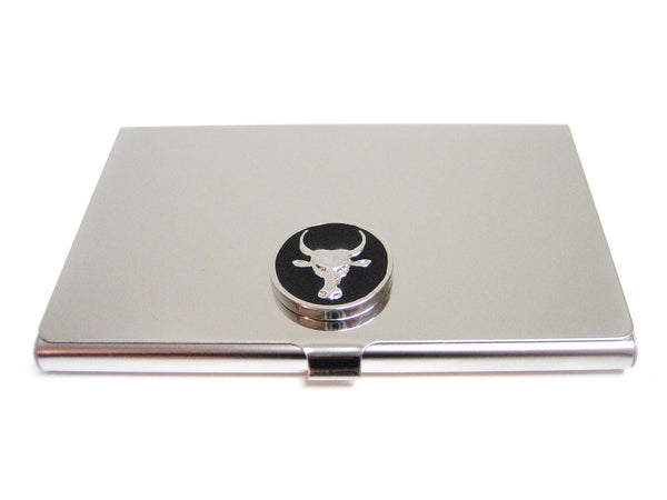 Business Card Holder with Bull Pendant